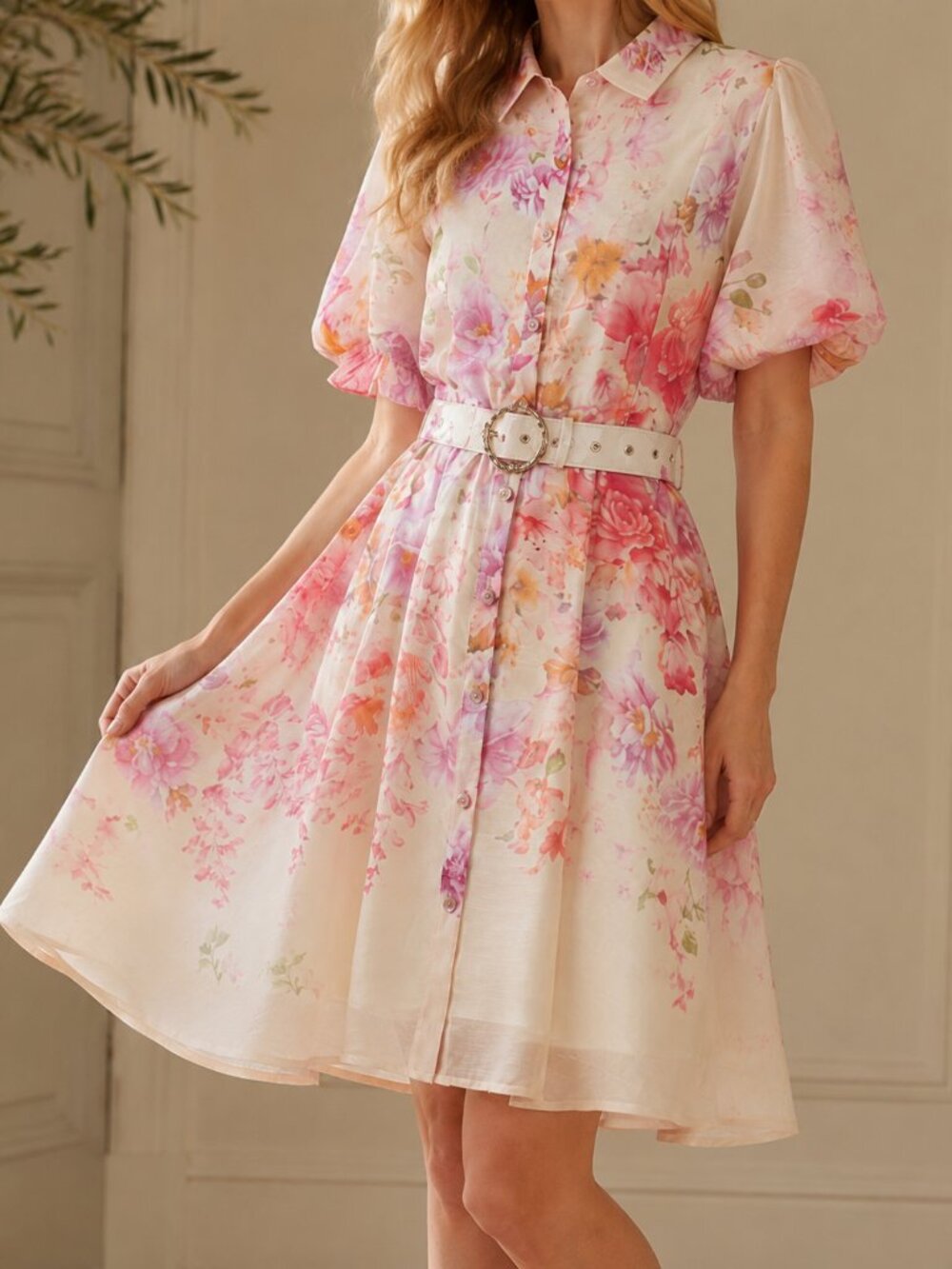 Pink Floral Mini Dress - Picture 5 of 5